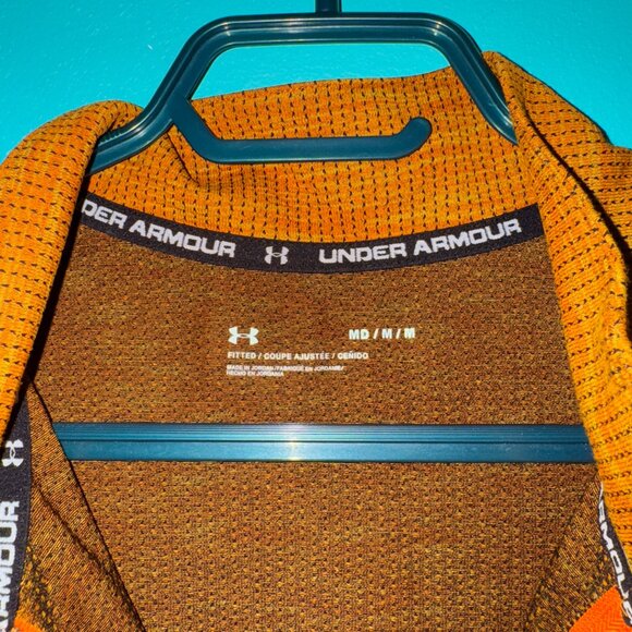 Burnt Orange Under ArmourLong Sleeve Zip Up Shirt, Size M - Picture 2 of 3